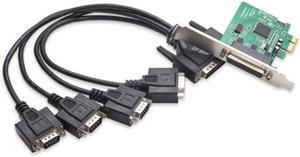 IO Crest 4 Serial Ports PCI-e Controller Card with Fan-Out Cable and Bundled with Low Profile Bracket SI-PEX15038