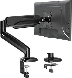 MOUNTUP Single Monitor Desk Mount, Adjustable Gas Spring Monitor Arm Support Max 32 Inch, 4.4-17.6lbs Screen, Computer Monitor Stand Holder with Clamp/Grommet Mounting Base, VESA Mount Bracket, Black