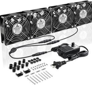 GDSTIME 4x120mm Powerful Computer Fans with AC Powered 100V 240V Variable Speed Controller DIY Cooling Ventilation Exhaust Projects for GPU Mining Rig Receiver TVs Network Rack Window Greenhouse Sheds