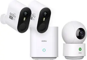 AOSU 2K WirelessCam Pro System 2-Cam-Kit + 2K Indoor Camera (Indoor Camera Doesn't Connect to Pro's Homebase)