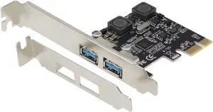 Sedna - PCI Express USB 3.1 Gen I (5Gbps) 2 Port Adapter with Low Profile Bracket - with 2 Separated Power Supply and Protection Circuit, no Power Connection Required (NEC 720202)