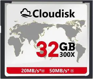 Cloudisk Compact Flash Card 32GB 300X CF 2.0 Card Performance for DSLR Camera, Vintage Digital Camera and Industry Equipment(32GB)