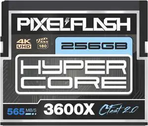 PixelFlash CFast Card - 256GB CFast 2.0 Card - 3600X HyperCore 565MB/s SATA3 VPG180 C Fast Card Compatible w/DSLR Cinematic Video & Photo Cams - Lab Tested & Certified Flash Memory 256 GB, 2023 Model
