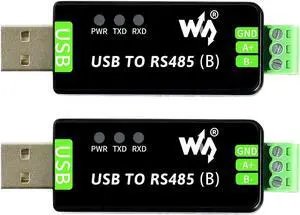 2PCS Waveshare Industrial USB to RS485 Bidirectional Converter Onboard Original CH343G Multi-Protection Circuits