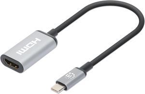 Manhatten 4K@60Hz USB-C to HDMI Adapter USB 3.2 Type C Male to HDMI Female Active Converter Aluminum 15cm Black