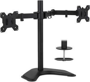 Mount-It! Dual Monitor Stand for Desk - 2 Screen Mount for Two Computer Screens up to 32 Inch and 17 Lbs - Free-standing Base Swivels, Tilt, Rotates 360 Adjustable Arms - VESA Compatible Sturdy Steel