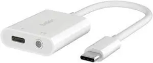 Belkin Rockstar(tm) 3.5mm Audio with USB-C Charge Adaptor Included, USB-C Audio Adaptor Compatible with iPad Pro, Galaxy, Note, Google Pixel, LG G6, Sony Xperia, OnePlus and More - White