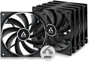 ARCTIC F12 PWM PST (5 Pack) - 120 mm PWM PST Case Fan with PWM Sharing Technology (PST), Quiet Motor, Computer, Fan Speed: 230-1350 RPM - Black