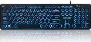 Perixx PERIBOARD-317R Wired Backlit USB Keyboard - Big Print Letter - Tri-Color Illuminated LED - Stylish Round Keycaps - US English