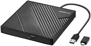 Amicool External DVD Drive USB 3.0 USB C CD Burner CD/DVD +/-RW Optical Drive Slim Portable DVD CD ROM Rewriter Writer Duplicator for Laptop Desktop PC Windows 10/8/7 MacBook Mac Linux OS Apple