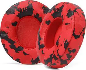 WC Extra Thick Replacement Earpads for Beats Solo 2 & 3 by Wicked Cushions - Ear Pads for Beats Solo 2 & 3 Wireless ON-Ear Headphones - Soft Leather, Luxury Memory Foam, Strong Adhesive | Red Camo