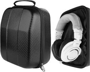 Geekria Shield Headphones Case for Over-Ear Headphones, Replacement Hard Shell Travel Carrying Bag with Cable Storage, Compatible with HiFiMAN Shangri-LA jr, Deva-Pro, DEVA Headsets (Black)