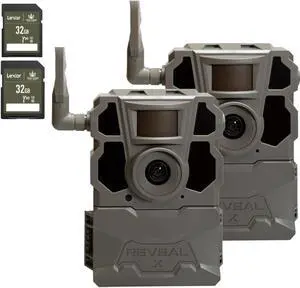 TACTACAM Reveal X Gen 2.0 LTE Cellular Trail Camera (2 PK) + Two 32GB SD Cards
