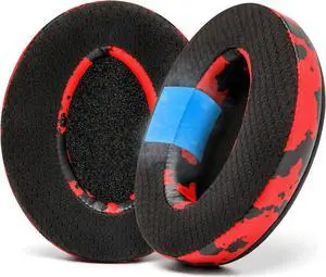 WC Freeze Hybrid Fabric Cooling Gel Replacement Earpads - Compatible with HyperX Cloud, Steelseries Arctis, ATH M50X, Turtle Beach Stealth & More - Comfortable & Cooler for Longer | (Red Camo)