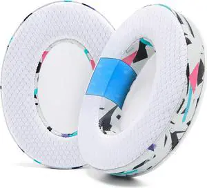WC Freeze Hybrid Fabric Cooling Gel Replacement Earpads - Compatible with HyperX Cloud, Steelseries Arctis, ATH M50X, Turtle Beach Stealth & More - Comfortable & Cooler for Longer | (90's White)