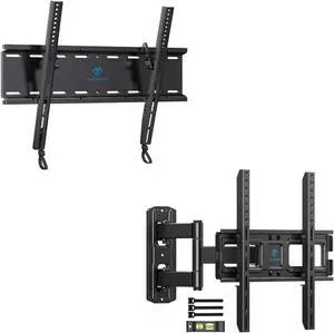 PERLESMITH Tilting TV Wall Mount Bracket Low Profile for Most 23-60 inch TVs & & PSMFK7 Full Motion Articulating TV Wall Mount Bracket for 26-55in TVs up to 70lbs