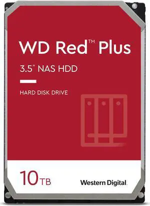 Western Digital 10TB WD Red Plus NAS Internal Hard Drive HDD - 5400 RPM, SATA 6 Gb/s, CMR, 256 MB Cache, 3.5" - WD101EFAX