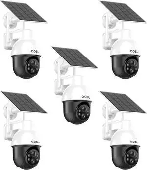 AOSU 5MP/3K Solar Security Cameras Wireless Outdoor, View All on The APP, No Homebase Required, SolarCam D1 SE - 5 Pack