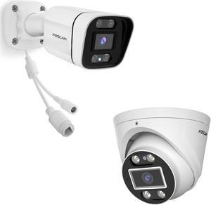 FOSCAM 3K T5EP & 4K V8EP Security POE IP Camera Outdoor Indoor, 2-Way Talk, Color Night Vision, Spotlight, Siren, Work with Alexa, Google Assistant IP66