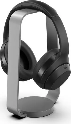 HumanCentric Headphone Stand Headset Holder in Space Gray, Weighted Aluminum Headphone Holder, Desk Headphone Hanger Displays and Holds Headsets, Works with Most Headphone Brands and Sizes