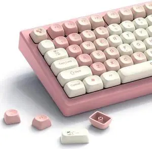 Womier PBT Keycaps - Keycaps 75 Percent, MOA Keycaps Dye-Sublimation, Custom Keyboard Keycaps Set for 61/64/68/84/87/100/104/108 Cherry MX Mechanical Keyboard, Pink