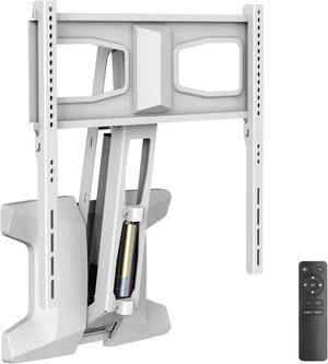 MOUNT-IT! Motorized Fireplace TV Wall Mount | Remote Control Electric Pull Down Mantel Mounting Bracket, Up to 77 Lbs Weight Capacity, Height Adjustable, Swivel, VESA 600x400 Compatible, WHITE