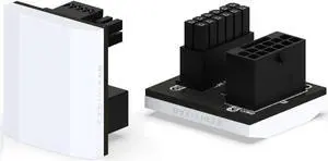 EZDIY-FAB 12VHPWR 12+4 Pin Angle Connector Power Adapter Slim Type for RTX40' Series Graphics Card, Supports 600W Output, Comptatible to RTX4090,4080,4070ti -180 Degrees STD Type- White-1 Pack