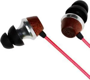 Symphonized ALN 2.0 Premium Genuine Wood In-ear Noise-isolating Headphones|Earbuds|Earphones with Innovative Shield Technology Cable and Mic (Lava Red)