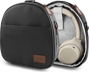 Geekria Headphones Pouch Compatible with JBL, Audio-Technica, M&D, B&O, Bose, Grado, Sony Case, Replacement Protective Travel Carrying Bag with Cable Storage (Black)