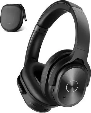 ZIHNIC Active Noise Cancelling Headphones, 40H Playtime Wireless Bluetooth Headset with Deep Bass Hi-Fi Stereo Sound,Comfortable Earpads for Travel/Home/Office (black)