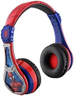 eKids Spiderman Wireless Bluetooth Portable Headphones with Microphone, Volume Reduced to Protect Hearing Rechargeable Battery, Adjustable Kids Headband for School Home or Travel