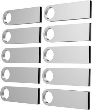 ABLAZE 2GB USB Flash Drive 10 Pack, Metal Flash Drive USB 2.0 Thumb Drives with Keychains USB Stick 2GB USB Drive Pendrive