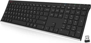 ALLIFE 2.4G Wireless Keyboard Stainless Steel Ultra Slim Full Size Keyboard with Numeric Keypad for Computer/Desktop/PC/Laptop/Surface/Smart TV and Windows 10/8/ 7 Built in Rechargeable Battery