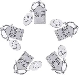 ANGROC 5PCS Folding Metal House Shaped USB 3.0 16GB USB Flash Drive Memory Stick Fold Storage Stick Pen-(Silver)