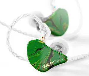 BASN MMCX in-Ear Monitors with Sound Isolation, Triple Driver Musicians HiFi Stereo IEMs Headphones with Upgraded Detachable Cables (Forest Green)