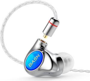 BASN Metalen PRO 4 Drivers in-Ear Monitors Headphones for musicians, Noise Isolating Enhanced Bass Sound Earphones with CNC Metal Craft Shell, Wired Upgraded Detachable MMCX Cables(Sapphire)