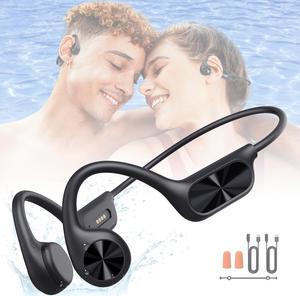 Swimming Headphones Bone Conduction, Waterproof Earbuds IP68 Bluetooth 5.3, 32G MP3 Player 8000 Songs Storage, Open Ear Underwater Earphones Wireless Lightweight Headset, Running Sports Gift for Man