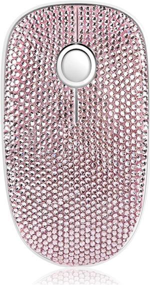 Luxury Bling Crystal Rhinestone Wireless Mouse - 2.4G Silent Wireless Mouse with Nano Receiver 1600 DPI Precise Control for Notebook Computer PC Laptop MacBook - Pink