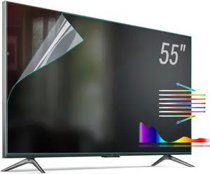 BU TV Screen Protectors Anti Glare film for TV 55 Inch Blue Light UV Film for 55 Inch Screen Protector Anti Glare TV Screen Film Relieve TV Eye Strain Easy to Install TV Glare Stopper Matte Film
