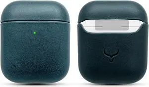 CRETANBULL Genuine Leather Airpods Case - Airpod Case 1st Generation & Airpod Case 2nd Generation Compatible with Magsafe & Supports Wireless Charging - Pop Out Your Airpods with Ease (Marine)