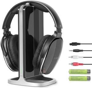 Daysnew Wireless Headphones for TV with 2.4GHz RF Transmitter Charging Holder, Personal Volume, Plug and Play, 100FT, Bluetooth TV Headphones Wireless for Seniors, No Delay, Support OPT/RCA/AUX