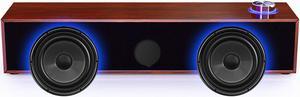 Wood Computer Speakers for Desktop, Mini Sound Bar Speaker with Stereo Sound, USB Powered Small PC Speakers, with Volume Knob, 3.5mm AUX Plug & , Plug and Play