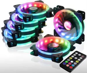 DS 6Pack 120MM RGB PC Cooling Fans, LED Case Fans with Remote Control for Computer, PC Case CPU Coolers, Radiators System (8th GEN Hub Box, A Series)