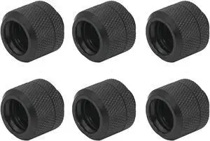 dracaena.io 6 pack G1/4" thread to 14mm outer diameter, Hard Tubing Compression Fitting with high body design for Computer water cooling system, Black