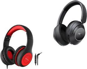 EarFun Kids Headphones Wired with Microphone, 85/94dB Volume Limit Portable Headphones for Kids Wave Pro Active Noise Canceling Headphones, Wireless Over Ear Bluetooth Headphones
