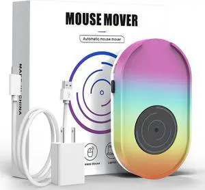 Ergopollo Mouse Jiggler, Undetectable Mouse Mover Device Wiggler Shaker with Drive Free USB Cable and 5V1A Adapter, Moves Mouse Automatically, Keep PC Screen Active, Rainbow