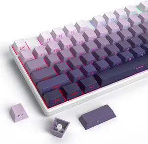 iTastatur PBT Keycaps-Side Printed Keycap Set, Double Shot Custom Keycaps, Minimalist Purple Cherry Profile 133 Keys, for ANSI US Layout 60% 65% 95% Mechanical Keyboard(Gradual purple)