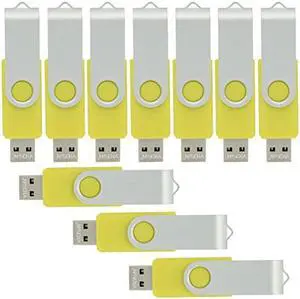 VICFUN 10pcs 2GB USB Flash Drives 2GB USB Thumb Drive 10 Bulk Deal -Yellow, USB 2.0
