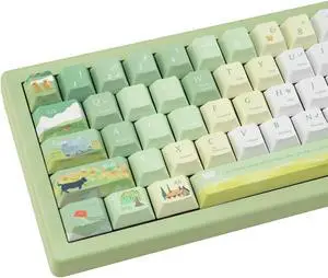 GEKUCAP Custom PBT Keycaps 130 Keys, Cherry Profile Green Keycap, Dye Sublimation Spring Theme Keycaps Set for Cherry Gateron MX Switches Mechanical Gaming Keyboards