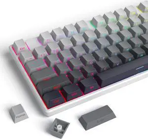 iRoboosta Cherry Profile Side Printed PBT Keycaps, 135 Key Minimalist Double Shot Shine Through Custom Keycap, Gradient Key Cap for Cherry MX Switches Mechanical Keyboard (Grey/Side Print)